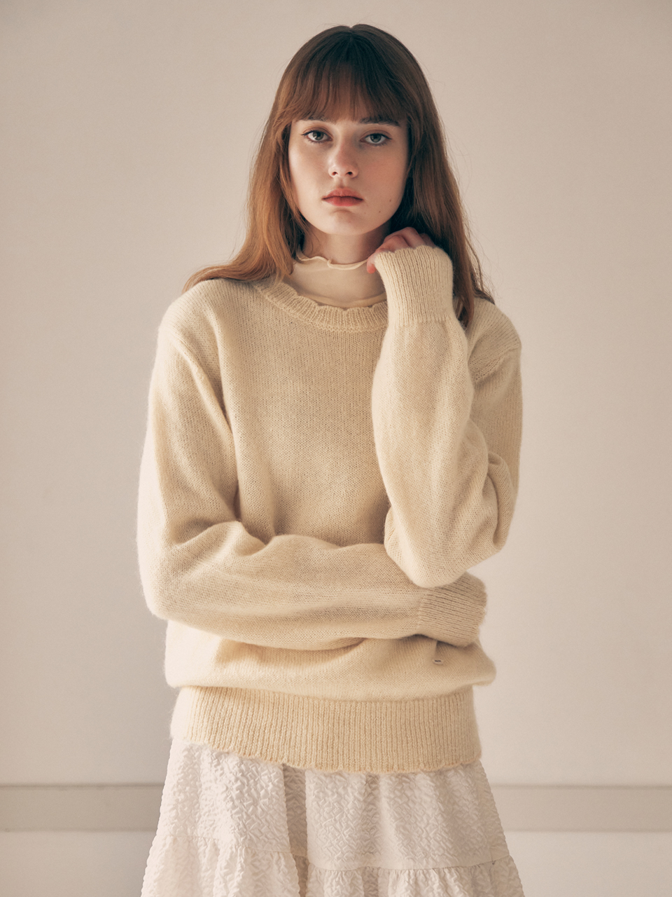 MOHAIR WOOL BLENDED KNIT BUTTER