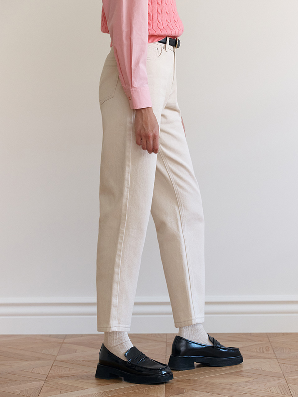 SLIM DENIM PANTS IVORY