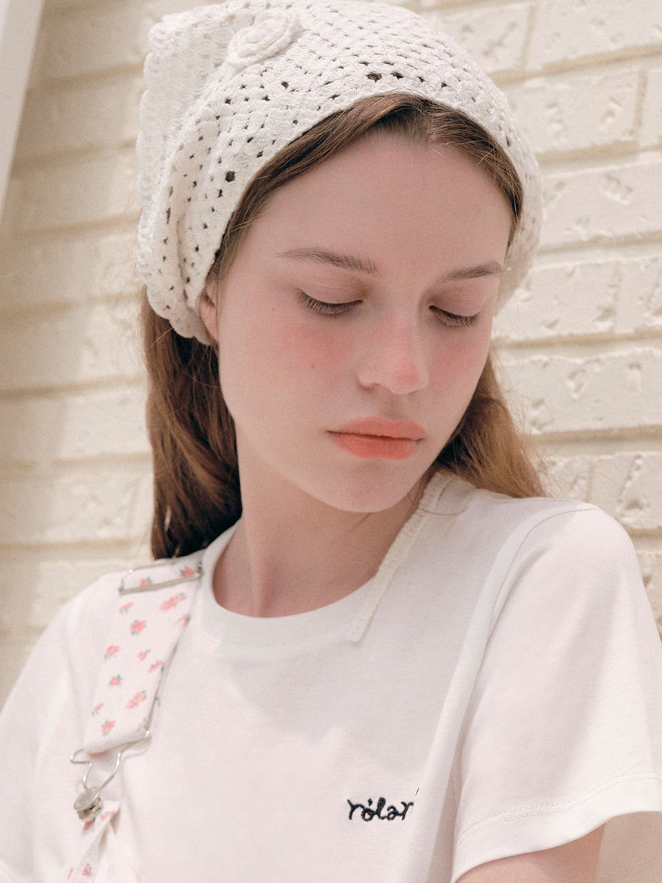 CORSAGE CROCHET BANDANA WHITE