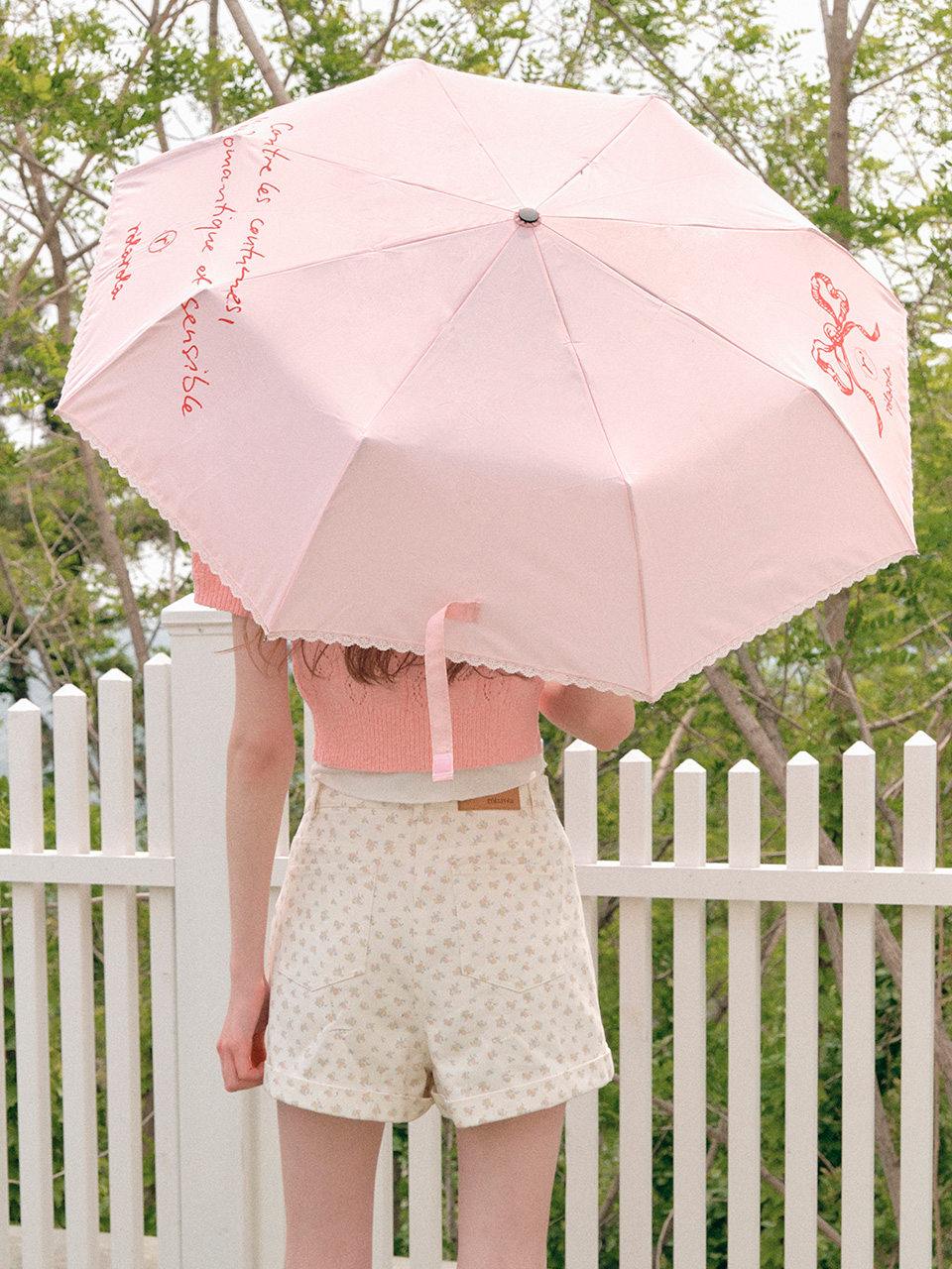 RIBBON LACE UMBRELLA PINK