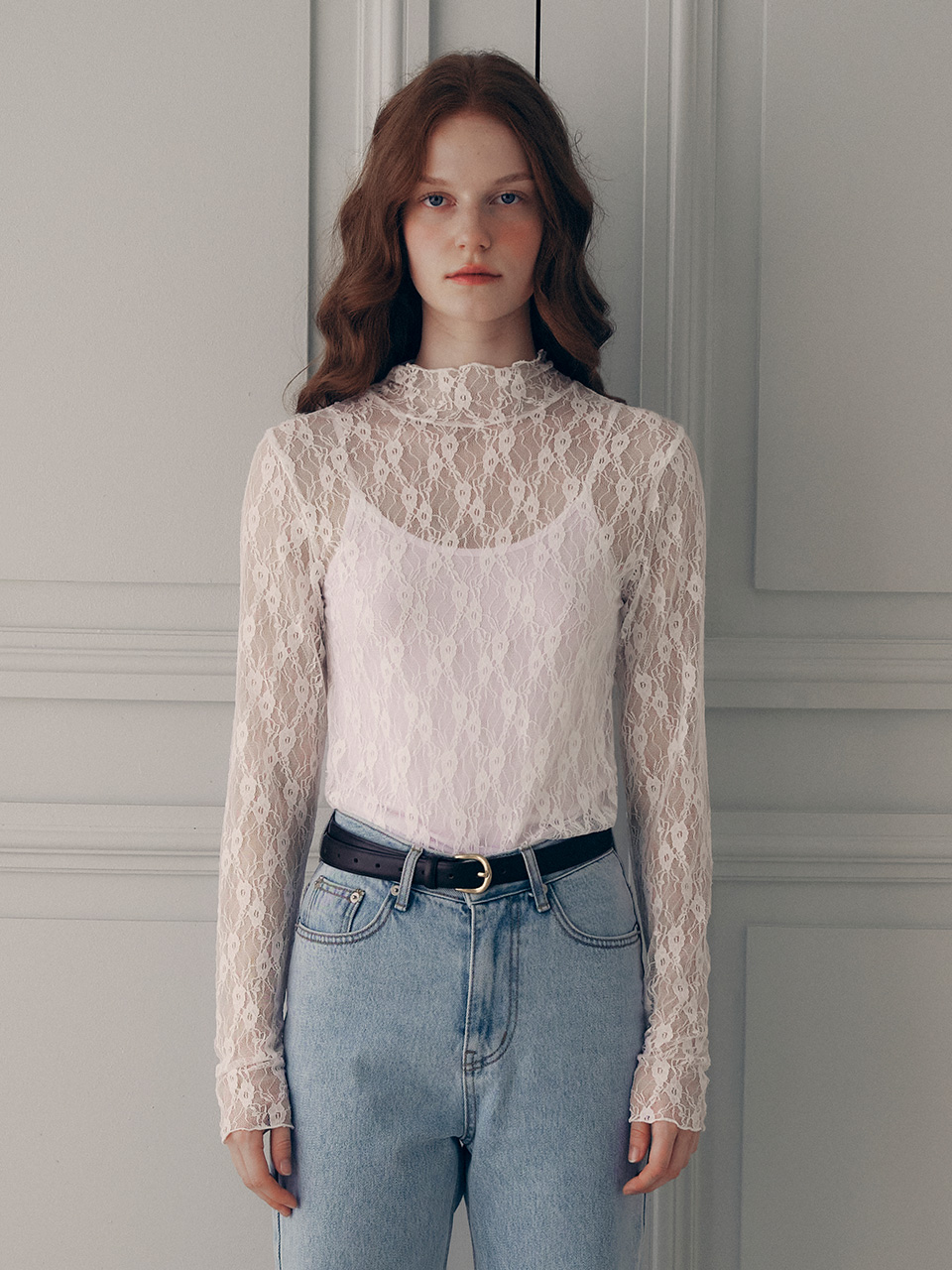 FLOWER LACE LAYERED T-SHIRT WHITE