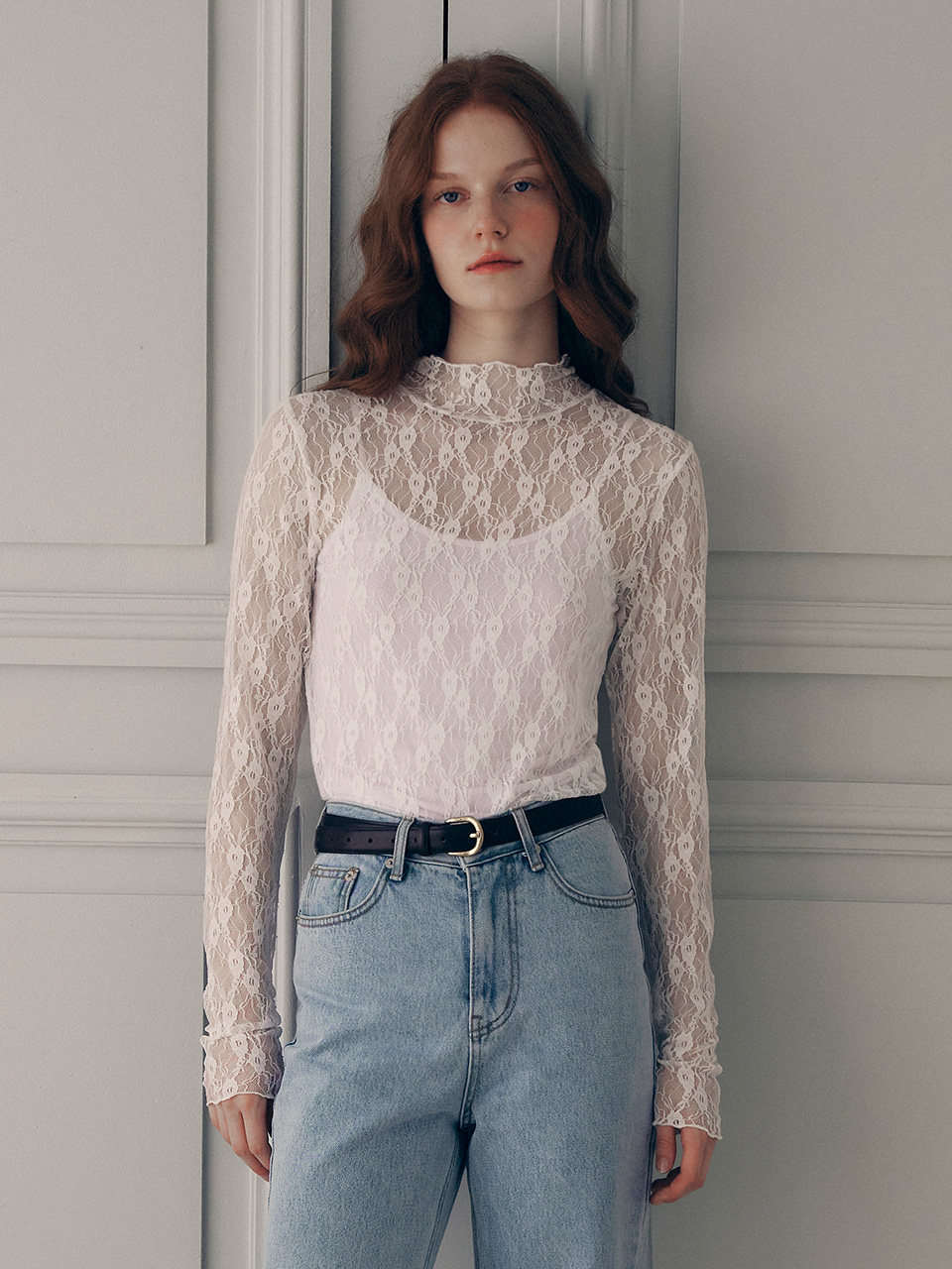 FLOWER LACE LAYERED T-SHIRT WHITE