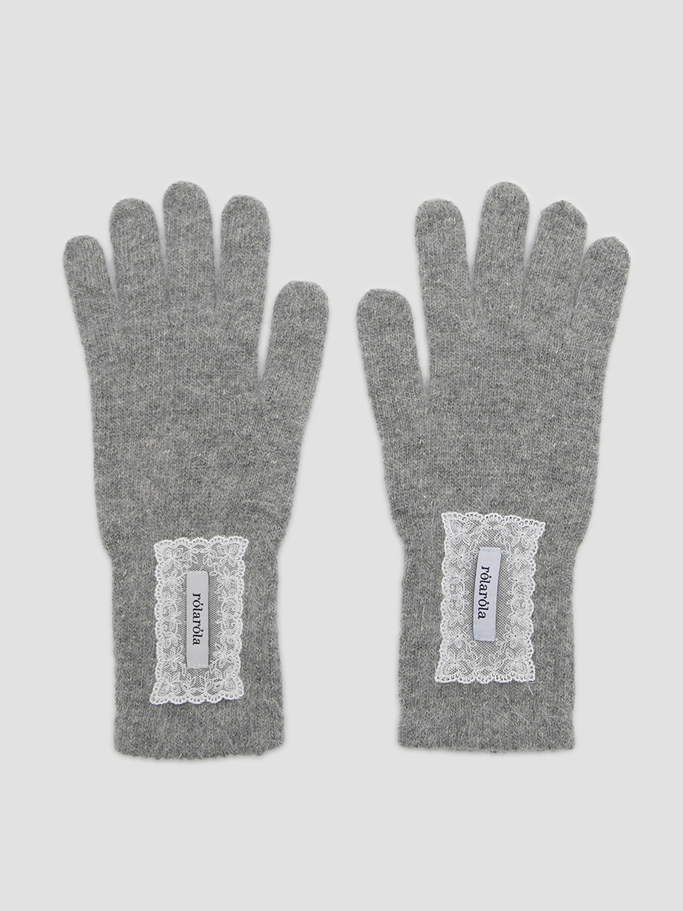 LACE LABEL ANGORA GLOVES CHARCOAL