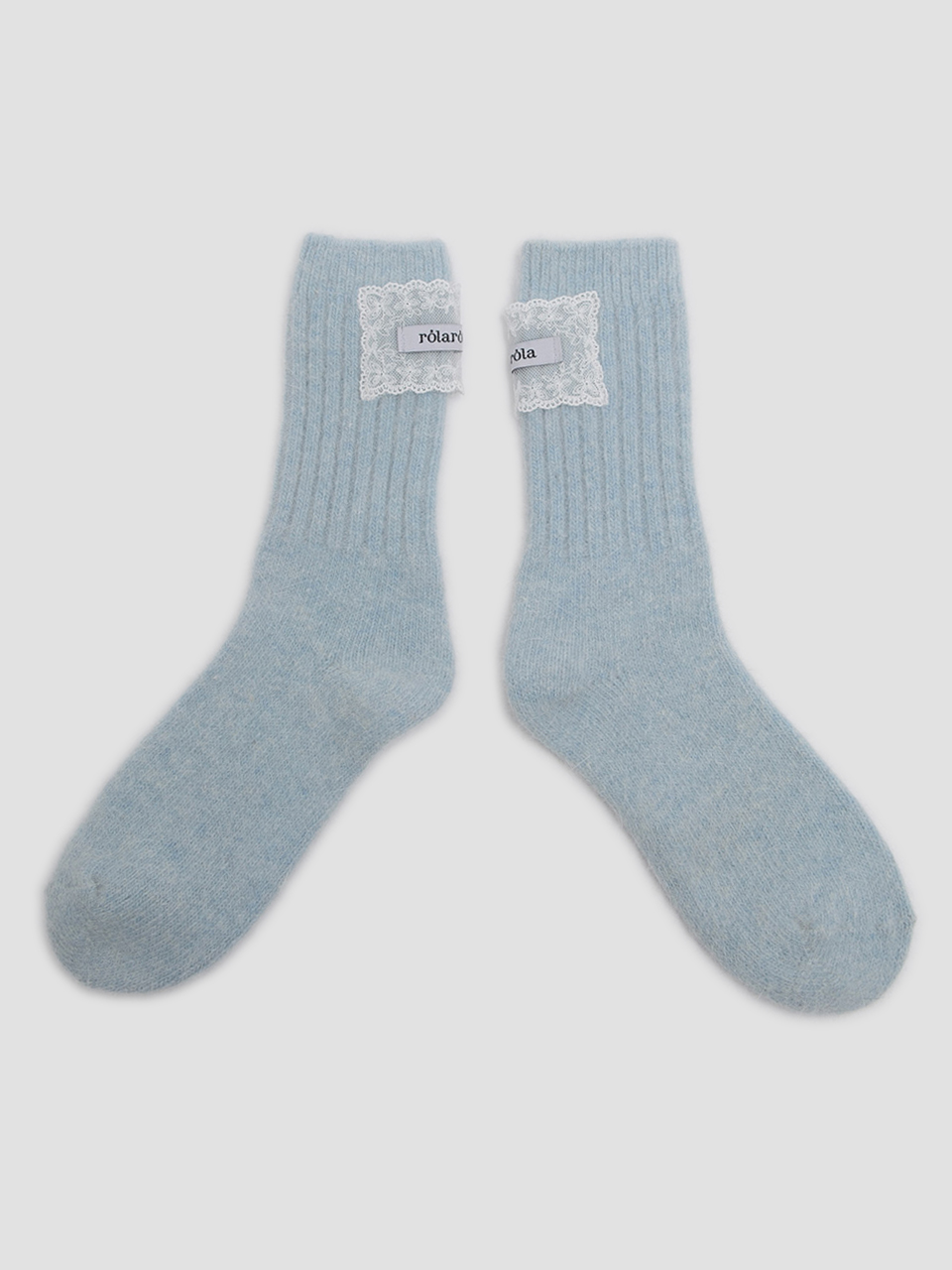 LACE LABEL ANGORA SOCKS LIGHT BLUE