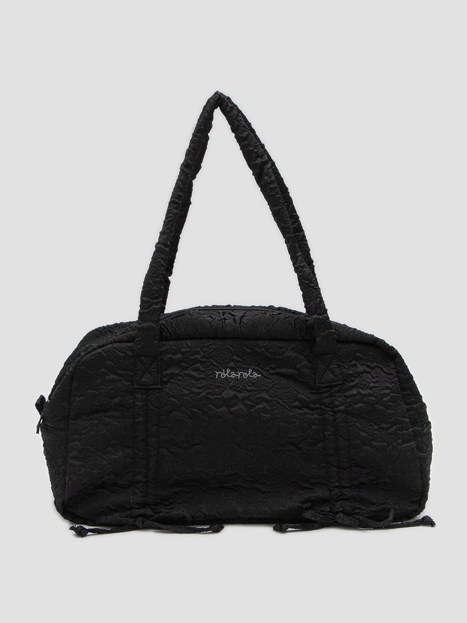 JACQUARD SHIRRING DUFFLE BAG BLACK