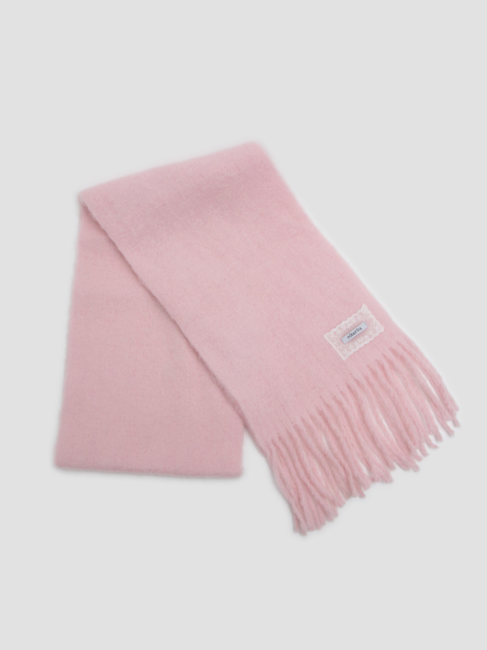 LACE LABEL HAIRY MUFFLER PINK