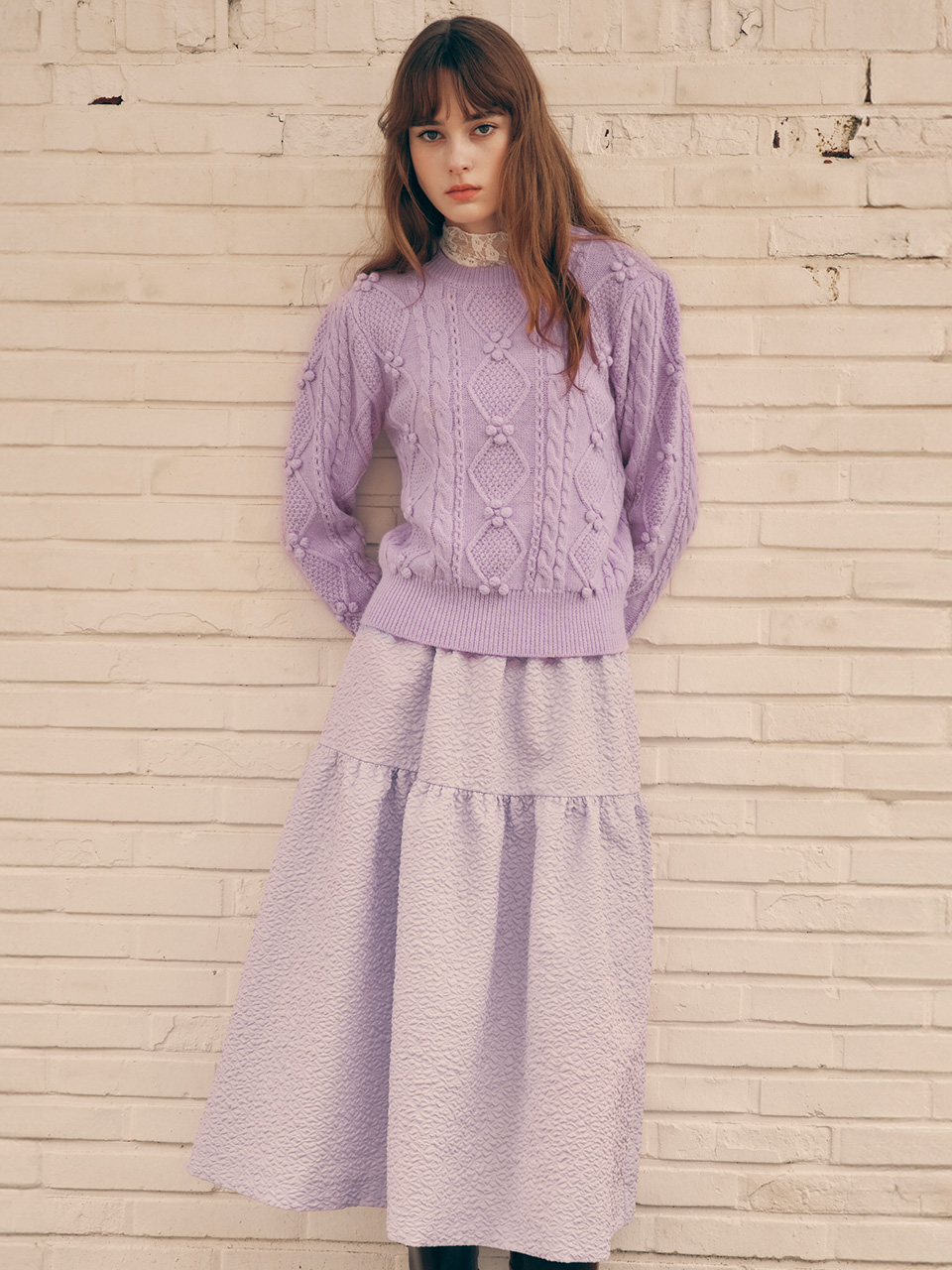 TIERED LONG SKIRT LAVENDER