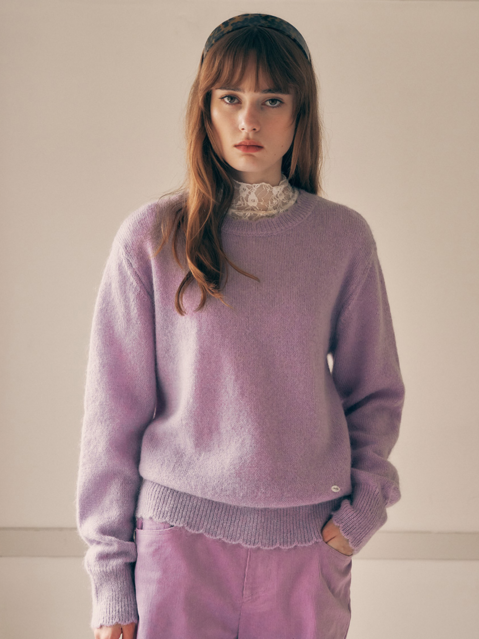 MOHAIR WOOL BLENDED KNIT LAVENDER