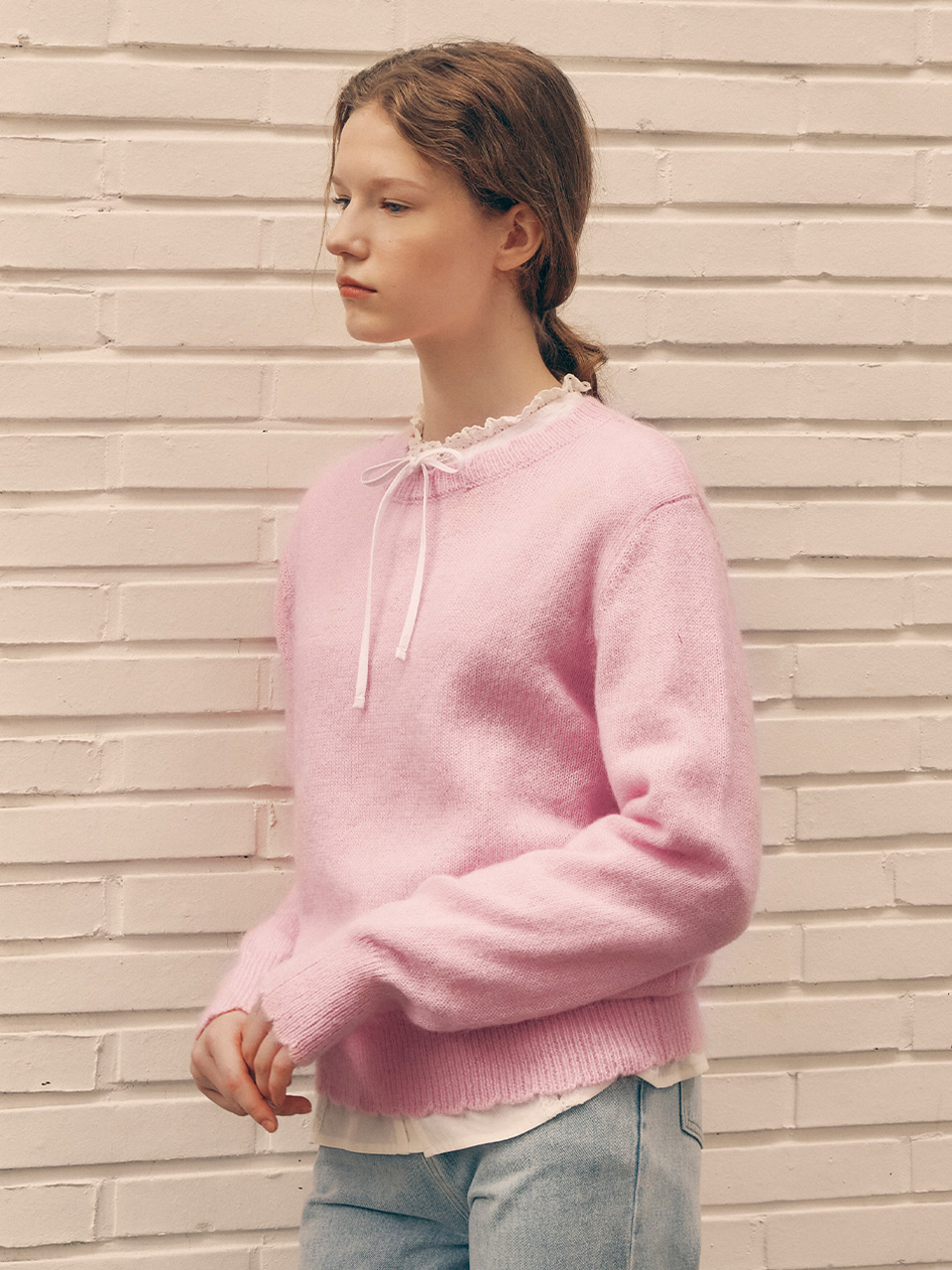 MOHAIR WOOL BLENDED KNIT PINK