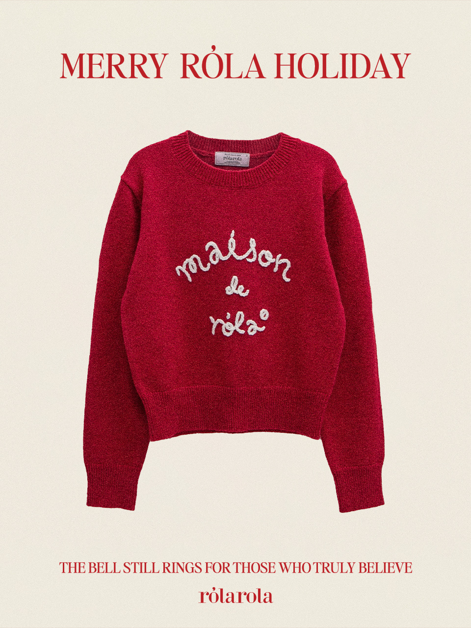 MAISON DE ROLA EMBROIDERY KNIT RED